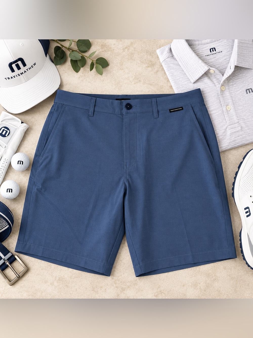 TravisMathew Hefner 3.0 Golf Shorts Mens 38 Vintage Indigo Blue Stretch NWT
